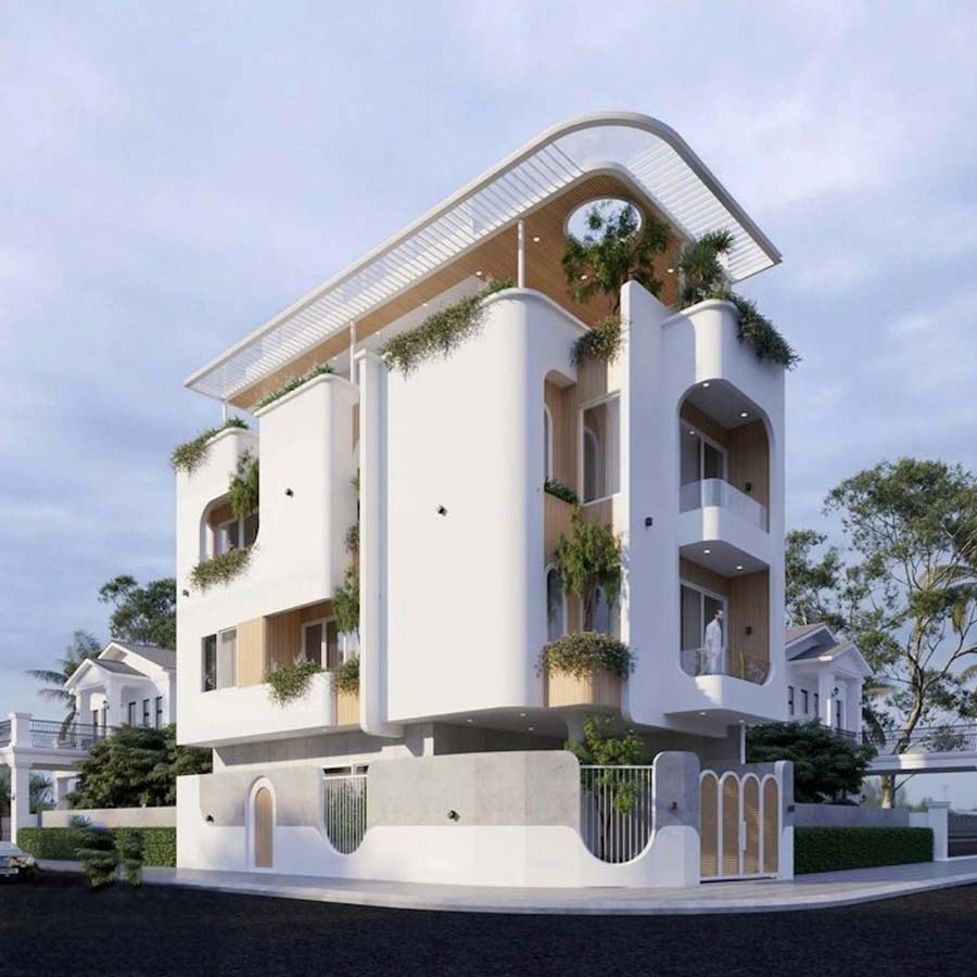 Mẫu biệt thự phố 2 mặt tiền hiện đại