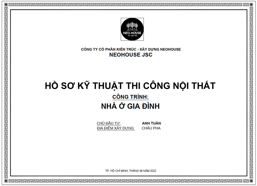 Hồ sơ thiết kế kỹ thuật thi công nội thất