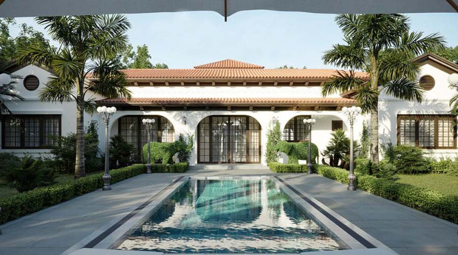 Kiến trúc Địa Trung Hải 1 tầng nghỉ dưỡng