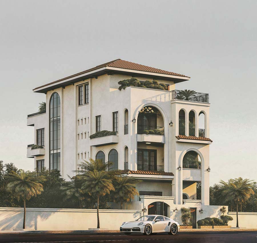 Tường dày, sơn trắng