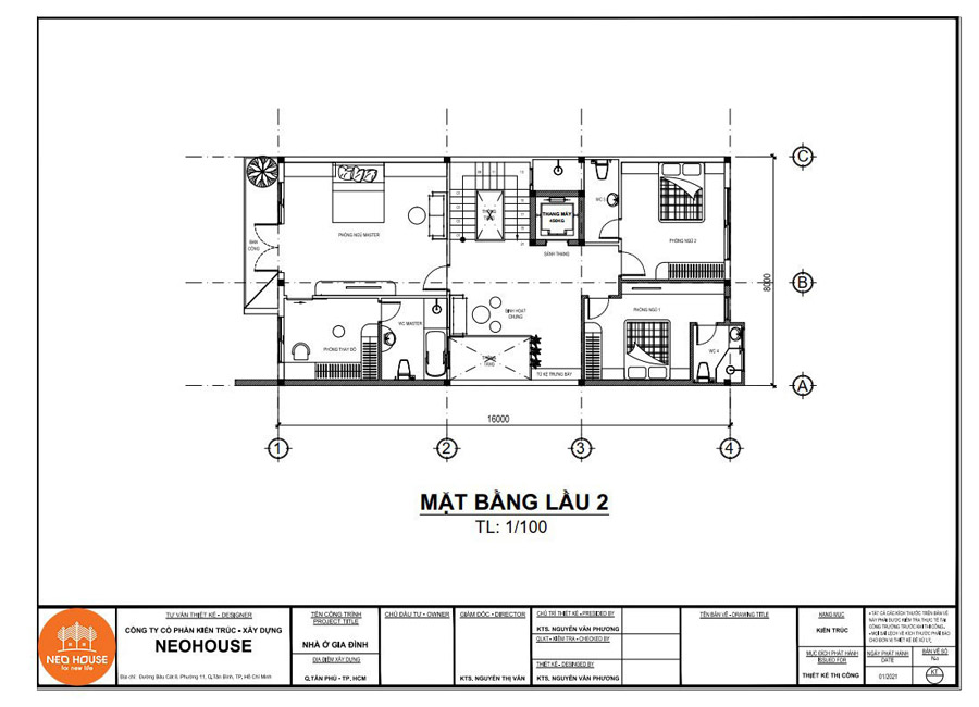 Bản vẽ mặt bằng lầu 2