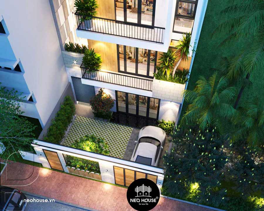 Phối cảnh kiến trúc nhà phố 3 tầng 8x16m