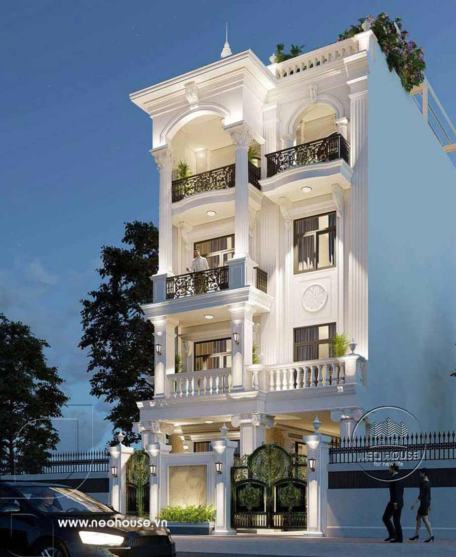 Mẫu biệt thự phố 8x20m 4 tầng hiện đại