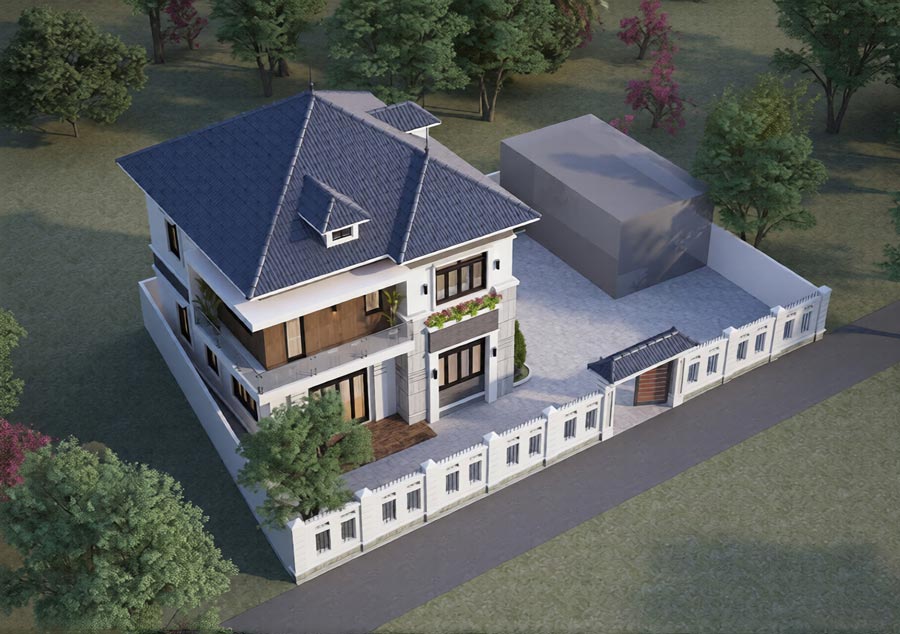 Thiết kế biệt thự 2 tầng 100m2