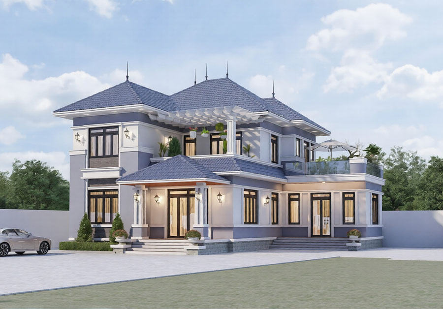 Thiết kế nhà biệt thự 2 tầng 200m2