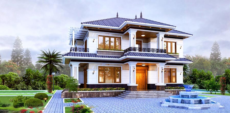 Mẫu thiết kế biệt thự 2 tầng diện tích 300m2