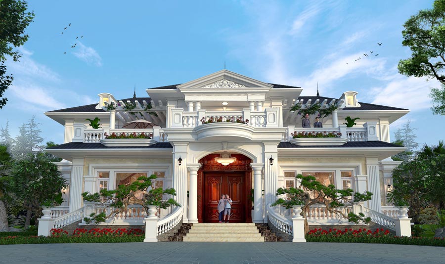 Thiết kế biệt thự 2 tầng 500m2