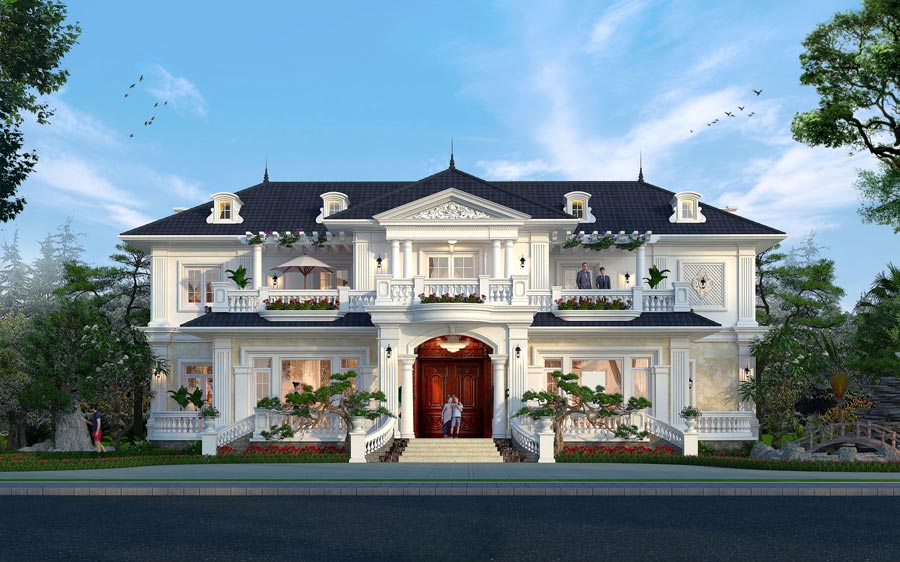 Thiết kế biệt thự 2 tầng 500m2