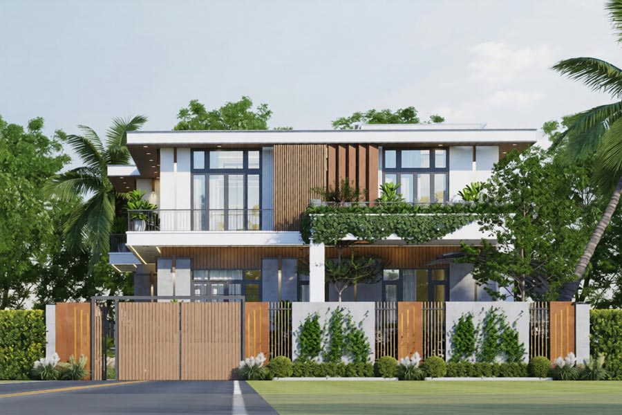 Mẫu biệt thự 2 tầng hiện đại mái bằng
