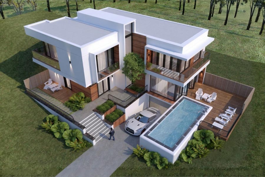 Mẫu thiết kế biệt thự hiện đại 4 phòng ngủ