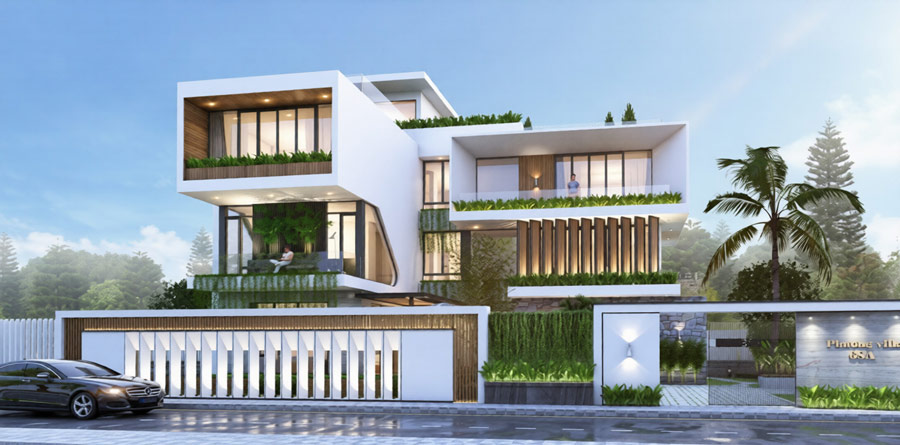 Thiết kế biệt thự hiện đại 6 phòng ngủ