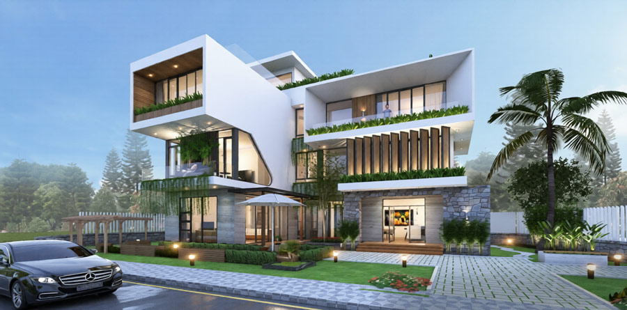 Thiết kế biệt thự hiện đại 6 phòng ngủ