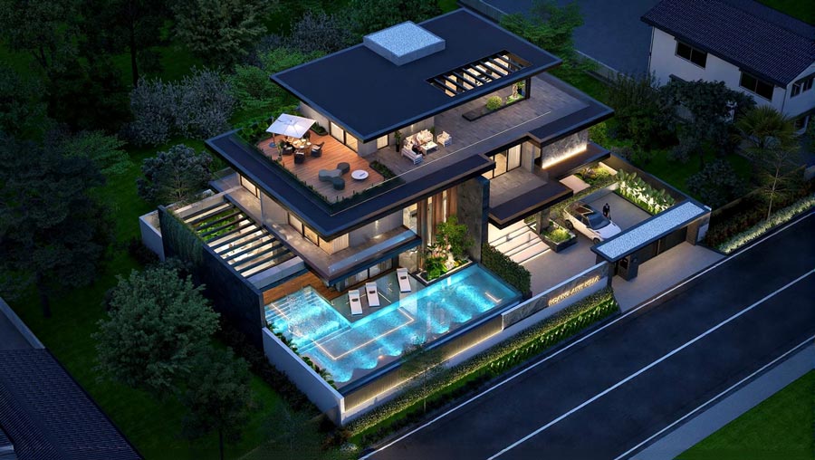 Mẫu biệt thự hiện đại có hồ bơi