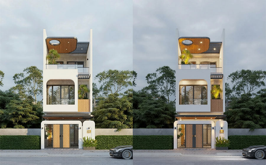 Nhà phố 3 tầng kết hợp sân vườn