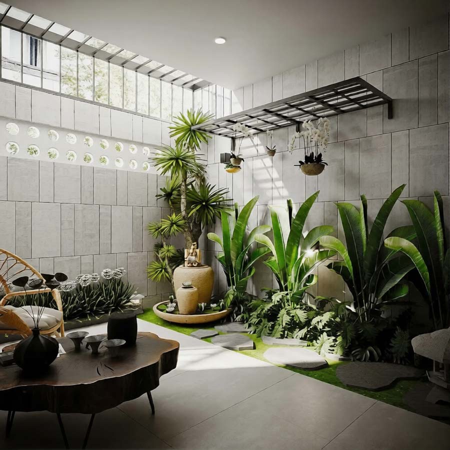 Nhà phố 3 tầng kết hợp sân vườn