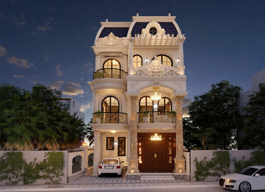 Thiết kế nhà phố 3 tầng cổ điển Pháp