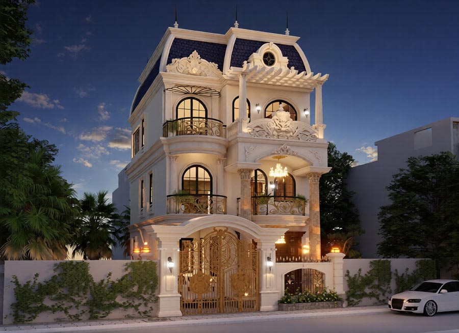 Thiết kế nhà phố 3 tầng cổ điển Pháp