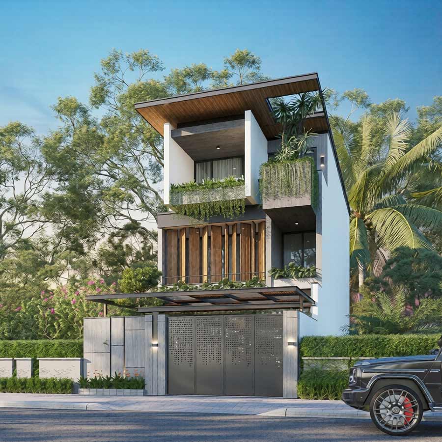Nhà phố 3 tầng phong cách Tropical