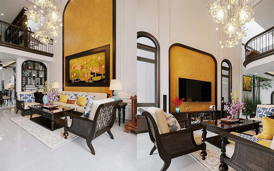 Thiết kế nhà phố 3 tầng phong cách Indochine