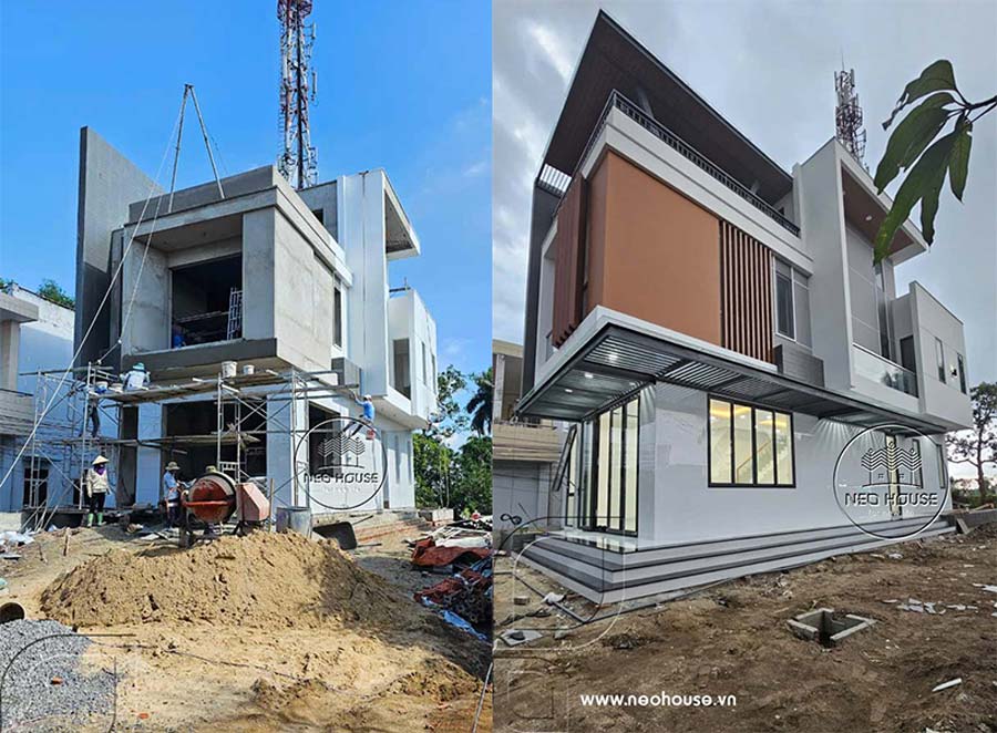 Thi công phần hoàn thiện nhà phố 2 tầng