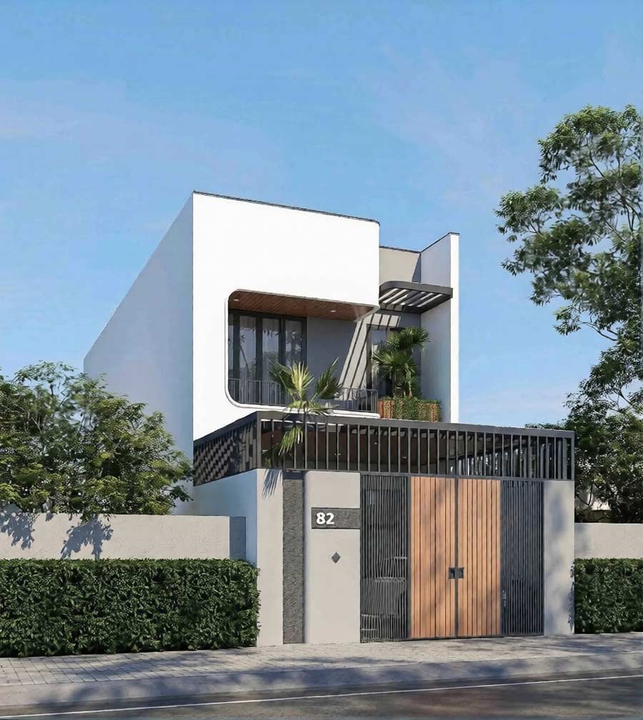 Thiết kế nhà phố 2 tầng tối giản