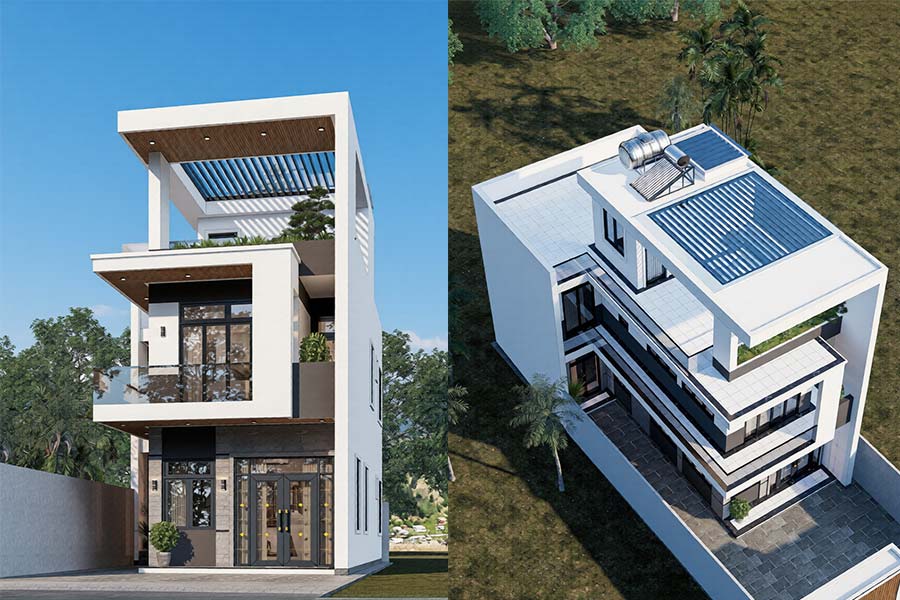 Mẫu nhà phố 3 tầng chữ L