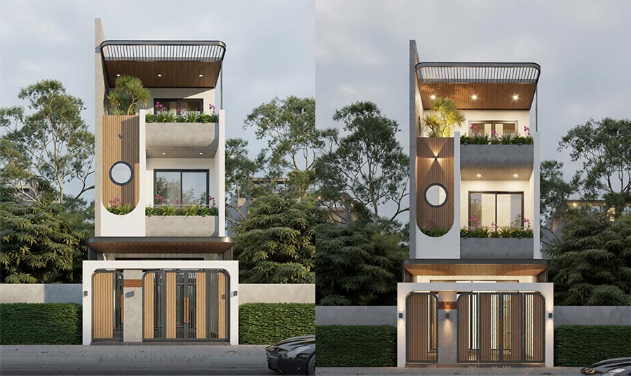 Mẫu thiết kế nhà phố 3 tầng 4 phòng ngủ