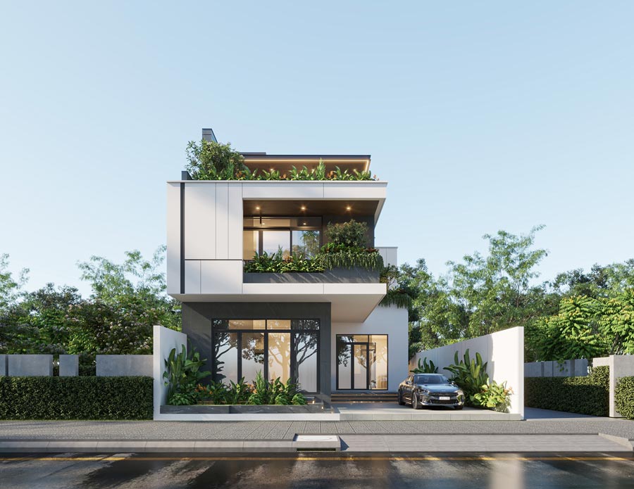 Thiết kế nhà phố 3 tầng có gara