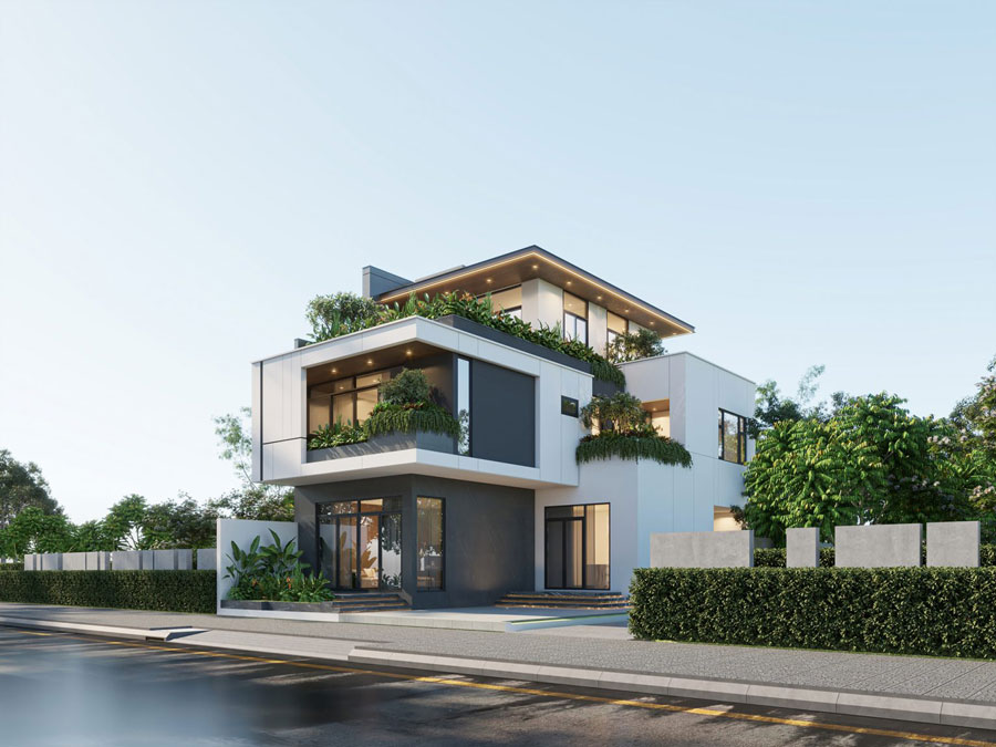 Thiết kế nhà phố 3 tầng có gara