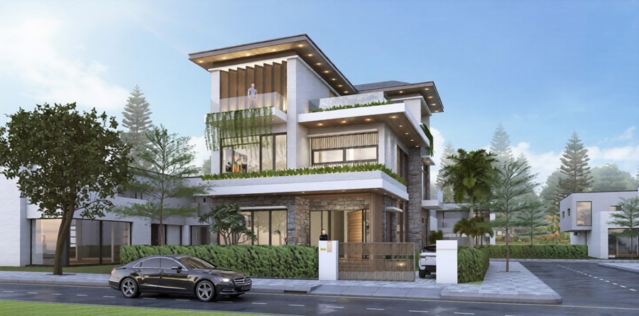 Mẫu nhà phố 3 tầng có hồ bơi