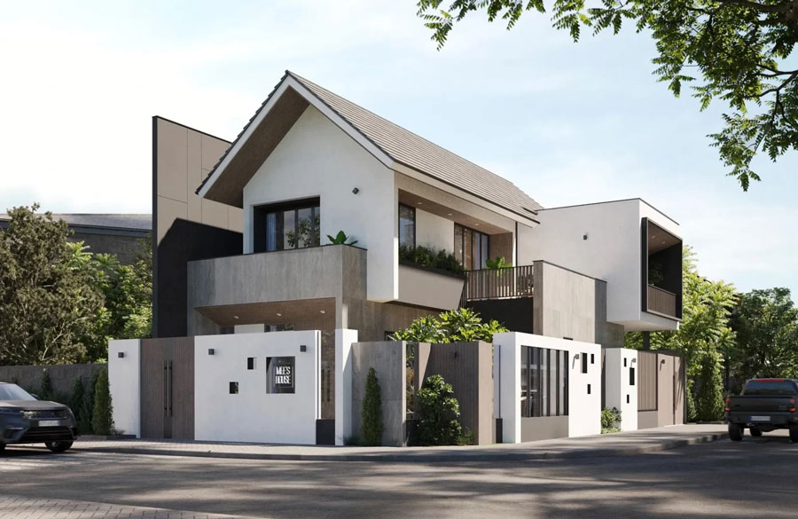 Xu hướng thiết kế nhà biệt thự 2 tầng đa dạng về mặt tiền