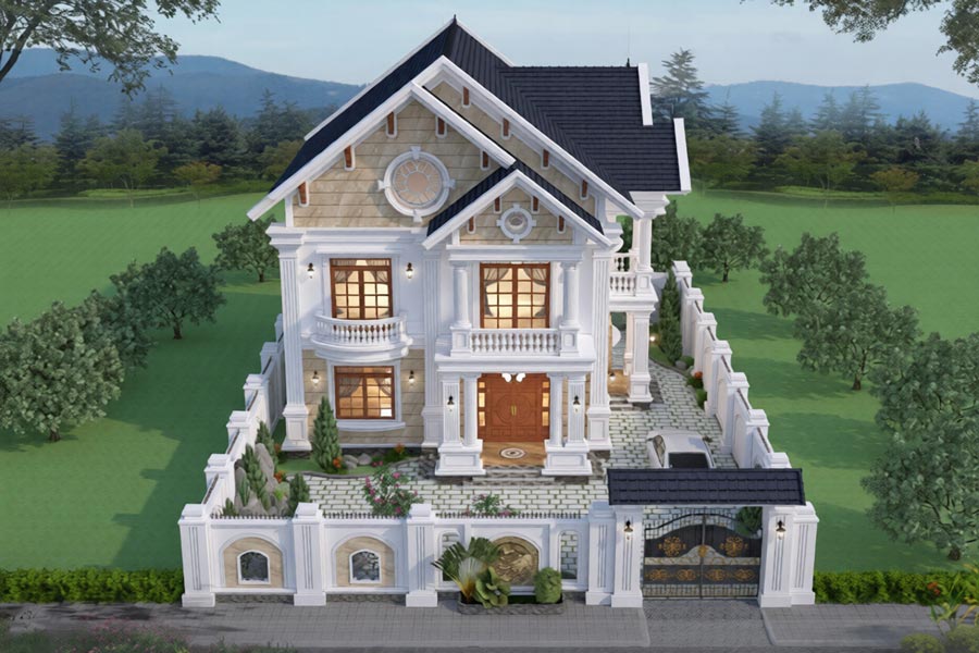 Xu hướng thiết kế nhà biệt thự 2 tầng đa dạng về mặt tiền