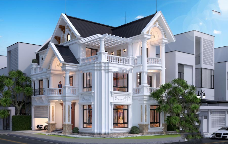 Thiết kế biệt thự 120m2 2 mặt tiền