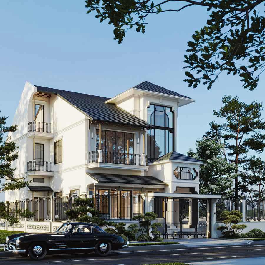 Mẫu biệt thự diện tích 120m2 phong cách Indochine