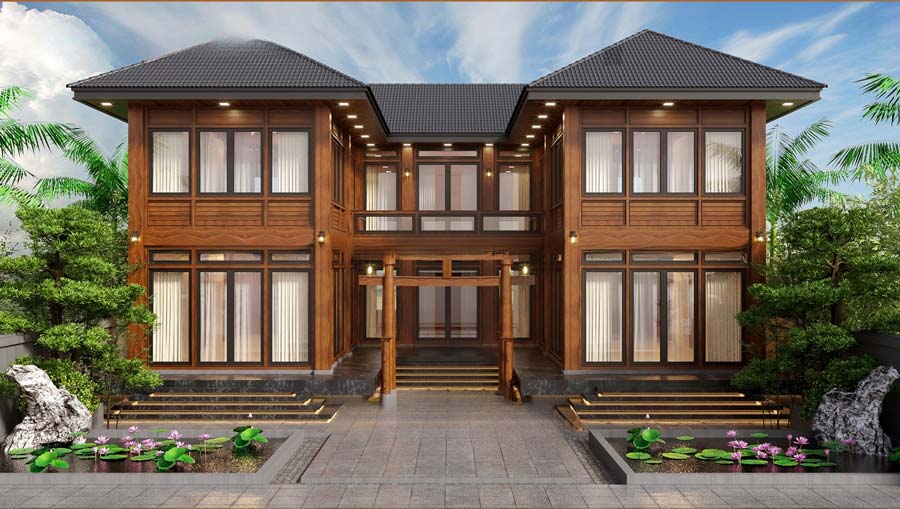 Mẫu thiết kế biệt thự gỗ 2 tầng