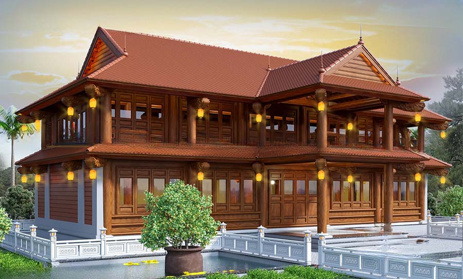 Mẫu thiết kế biệt thự gỗ 2 tầng
