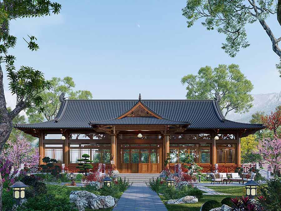 Mẫu nhà biệt thự gỗ sân vườn