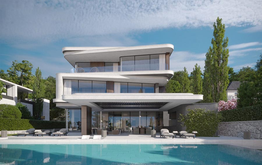 Thiết kế biệt thự kính 3 tầng