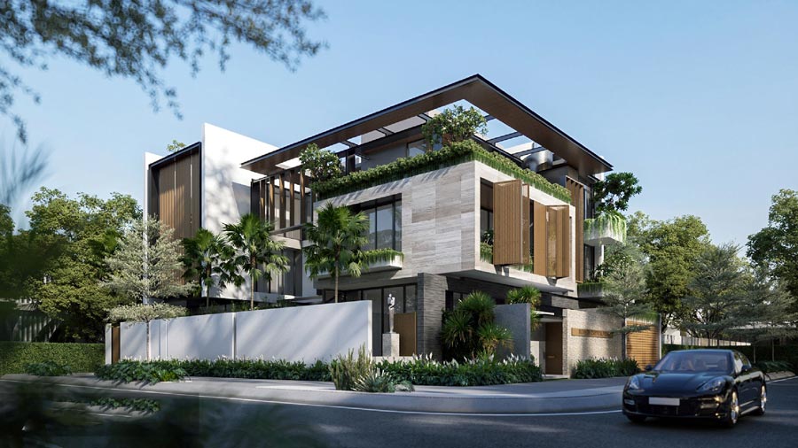 Thiết kế biệt thự kính phong cách Tropical