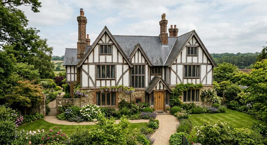 Phong cách Tudor – mộc mạc, mái dốc sâu