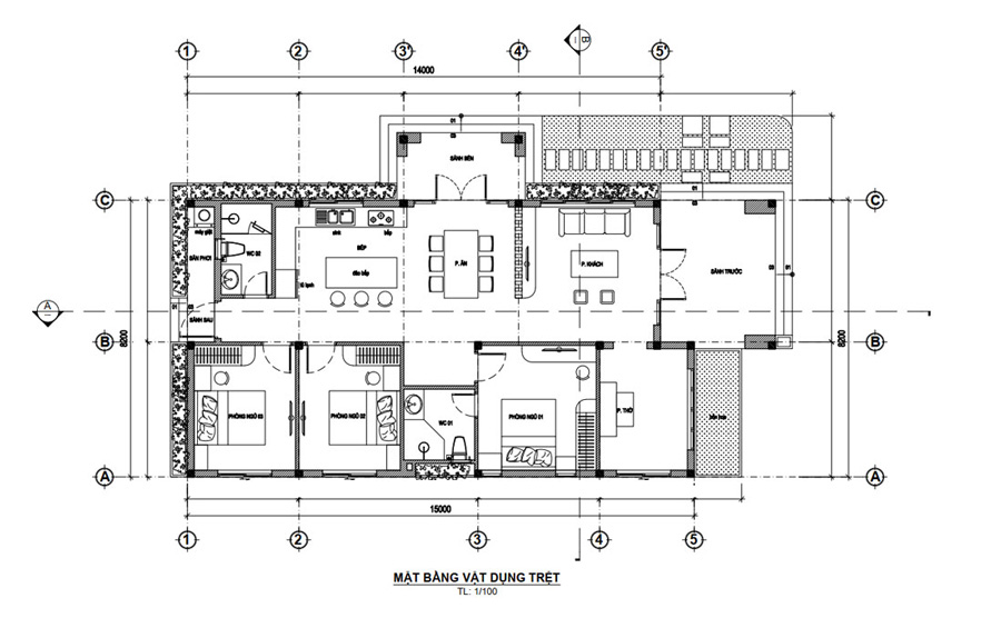 Bản vẽ nhà cấp 4 8x15m