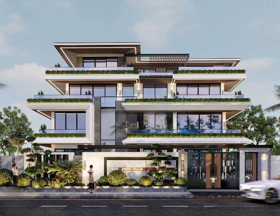 Biệt thự 10 tỷ mái bằng trẻ trung