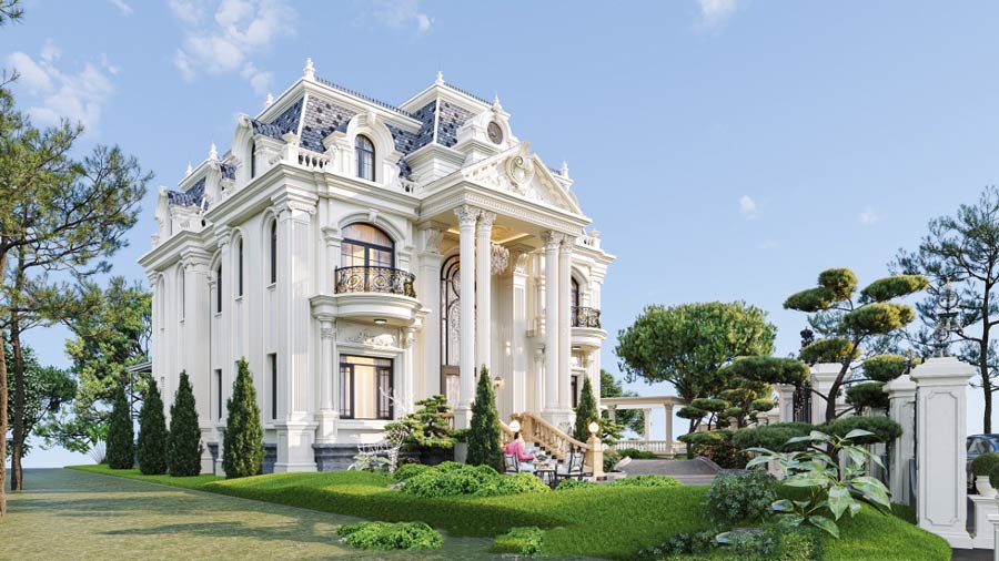 Mẫu biệt thự 10 tỷ mái Mansard tráng lệ