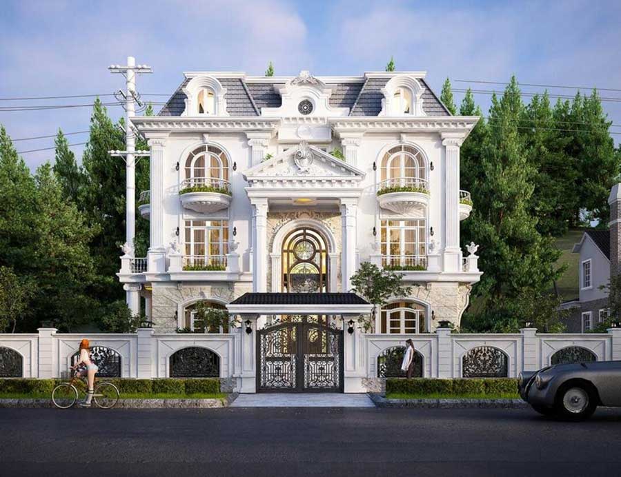 Mẫu biệt thự 10 tỷ mái Mansard tráng lệ