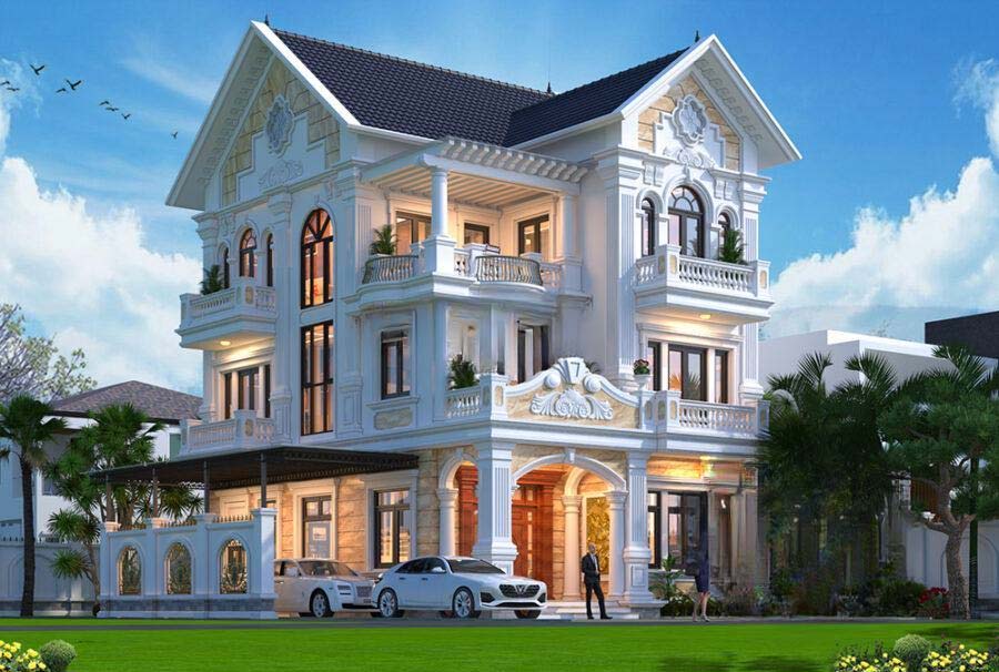 Mẫu thiết kế biệt thự 10 tỷ mái Thái
