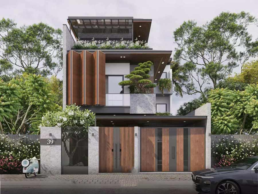 Mẫu thiết kế nhà 10x20m 5 phòng ngủ