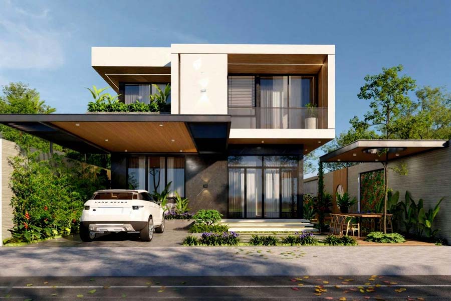 Mẫu nhà biệt thự đẹp 10x20m mái bằng