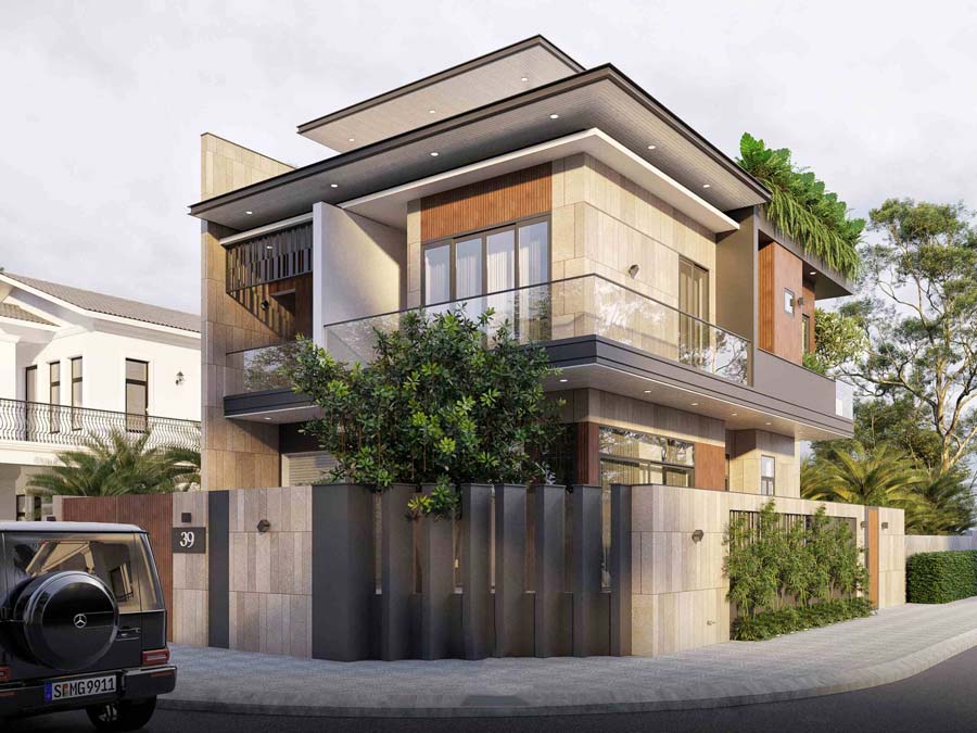 Mẫu nhà biệt thự đẹp 10x20m mái bằng