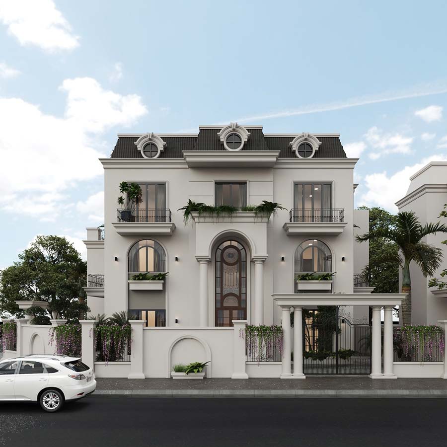Nhà biệt thự 10x20 mái Mansard