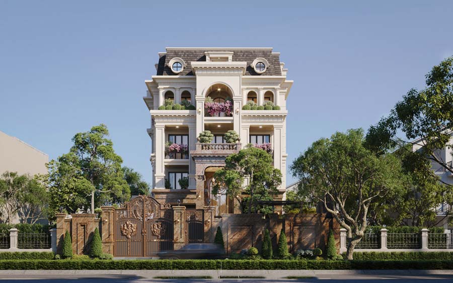 Nhà biệt thự 10x20 mái Mansard